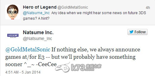 Natsume將于E3 2014前公布3ds新作