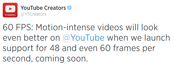 Youtube开始支持60帧视频播放功能