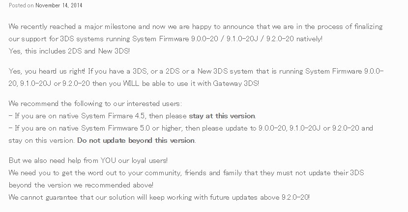 GW烧录卡正式确认将支持3ds 9.2系统！